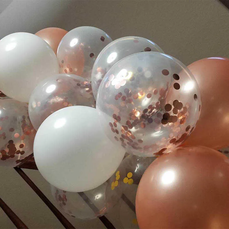 12 pouces or rose confettis ballons en latex ballons de fête pour la douche nuptiale de fiançailles de mariage décoration d'anniversaire 210626