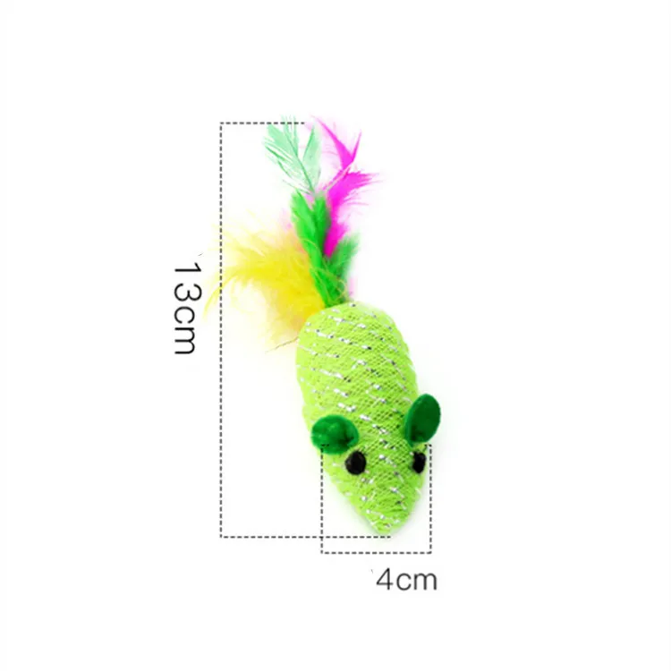 Zielona pleciona sztuczna zabawka myszy z zabawnymi dźwiękami śmieszne zapasy odporne na zarysowanie zabawek zwierząt