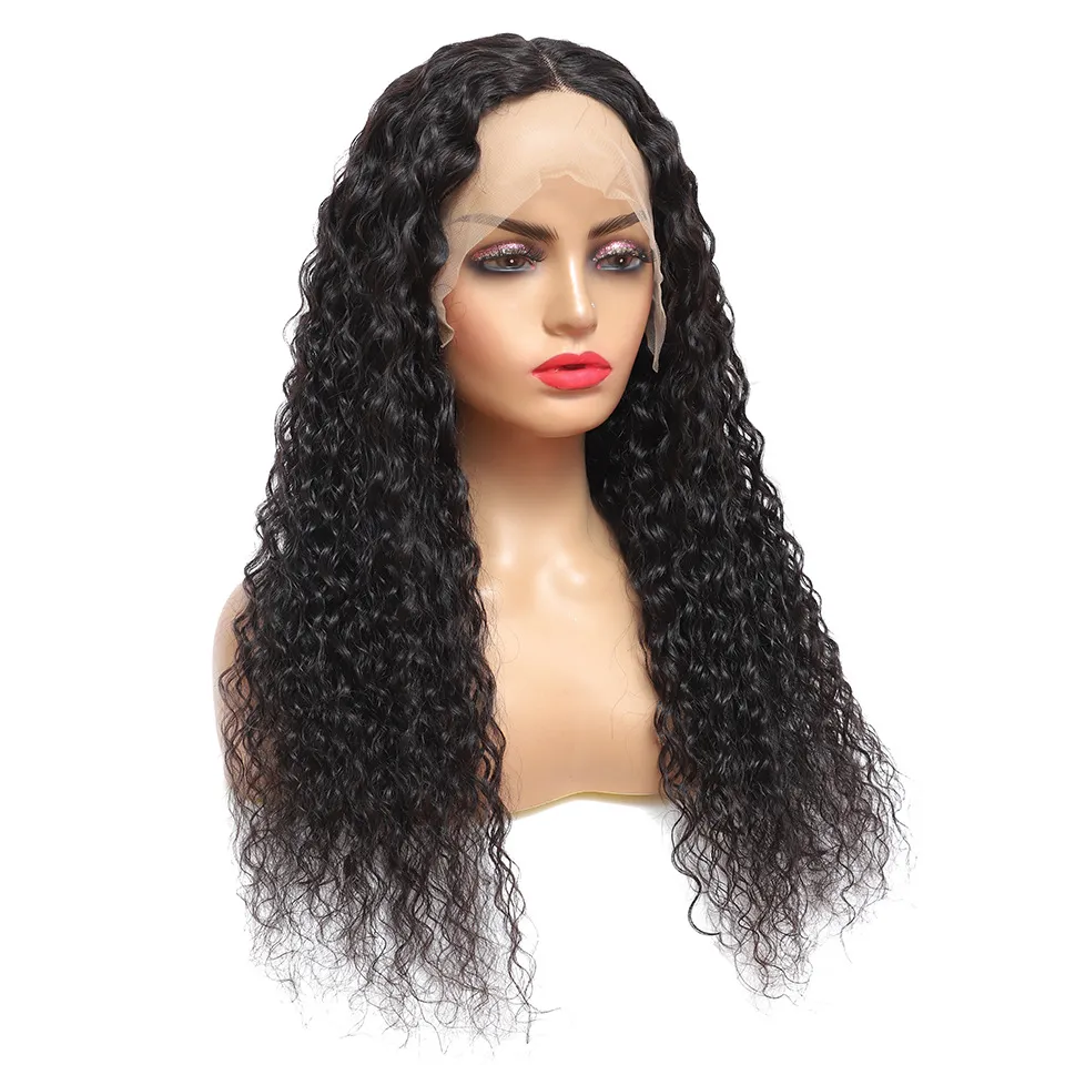 Full Human Hair Wig T Part Lace Front Wigs Silky Straight150% 180% 250% Densité 1B # Perruques De Cheveux Humains RQY4348