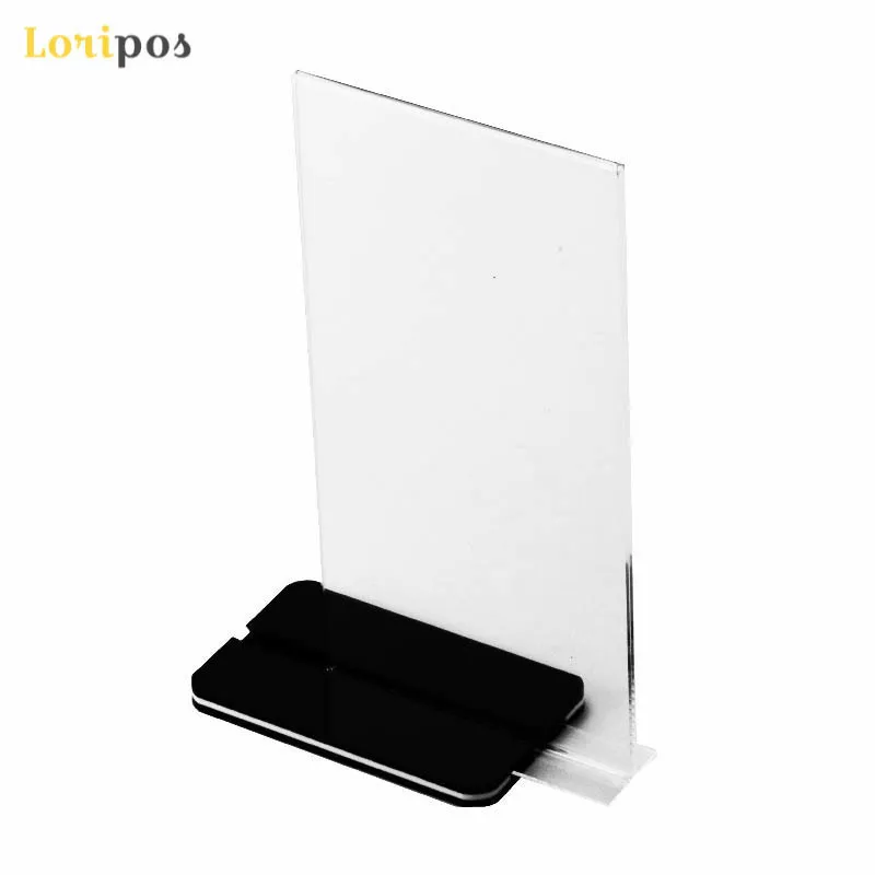 A6 Acrylic Sign Holder Black Base for Small Poster Display on Desk
