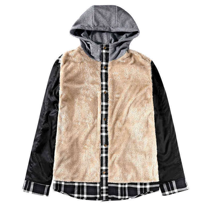 Mountainskin Explosive Men's Clothing Autumn and Winter Models Thick Cotton Plaid Long-sleeved Loose Hooded Jacket MT701 Y1122