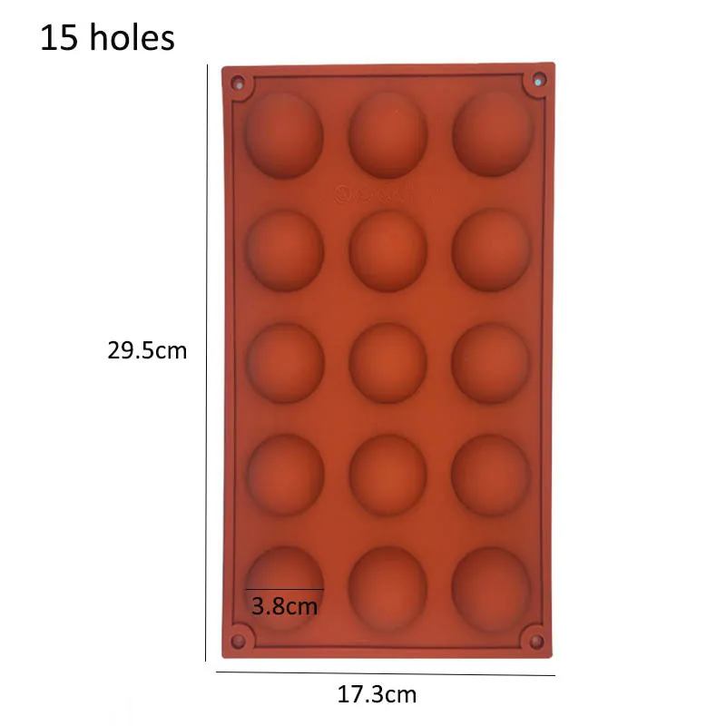 3 pçs / set hemisfério forma silicone 6/15/24 buracos alimentar acessórios de cozimento de gordura de chocolate molde de doces Bakeware Gadgets 210225