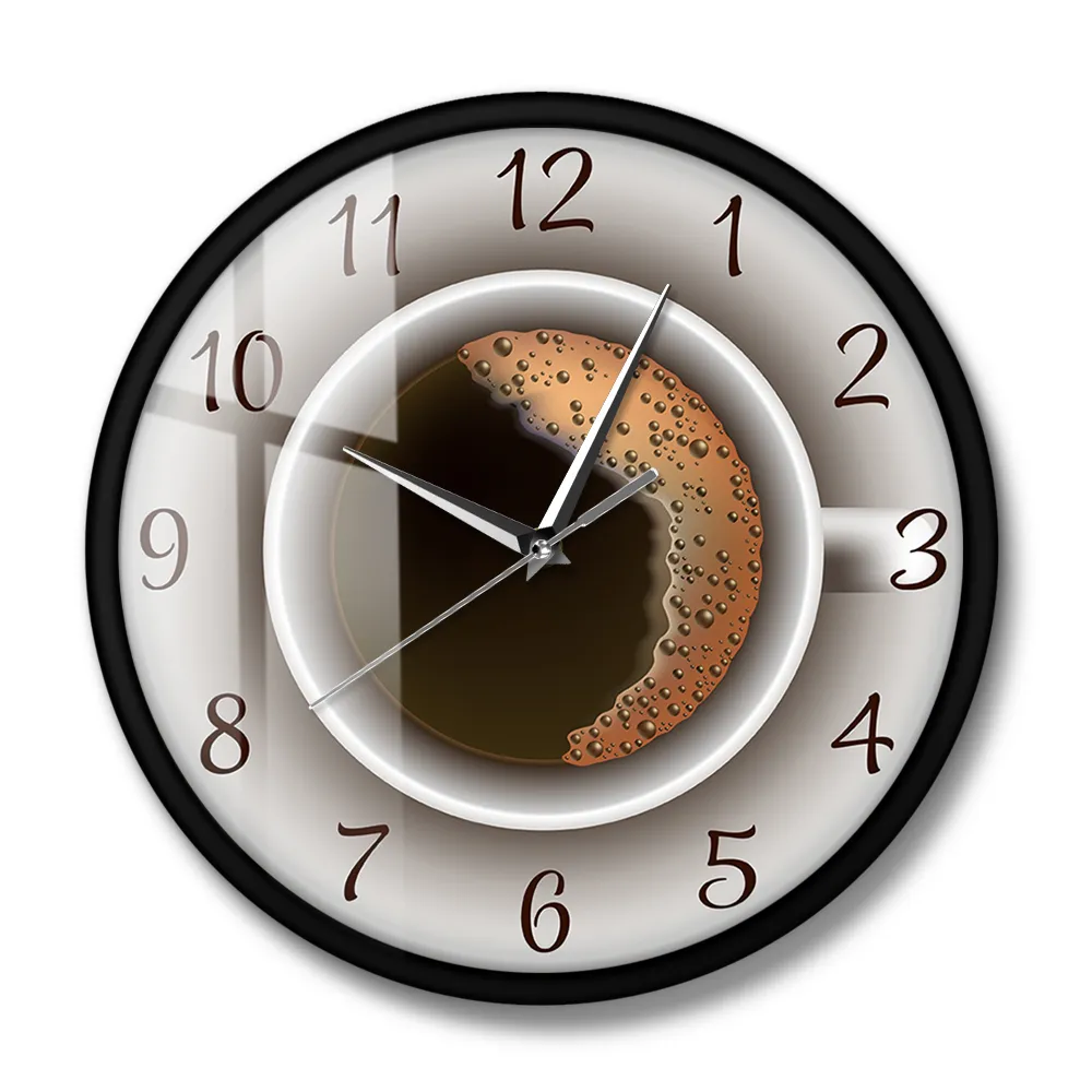 Чашка кофе с пеной декоративные тихий настенные часы кухонные декор кафе настенные знаки настенные часы кафе кафе висит настенные часы 210310