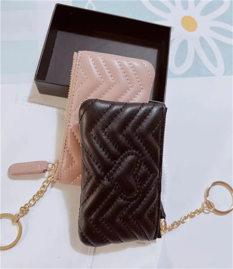 Designer Coin Purses Keys Pouch Mini Wallet Lipstick Bag With Key Circle DrawString Real Leather Designer Wallets Card Holder Lamb220j