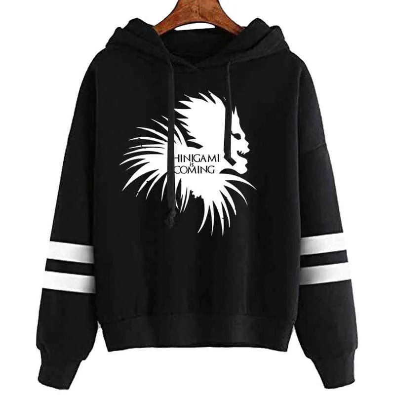 2021 Fashion Death Note Hoodies Streetwear Pullover Sweatshirt Men Mode Höst Vinter Hip Hop Hoodie Pullover H1227