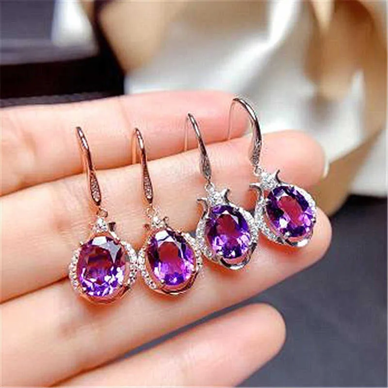 Kvinnor Örhängen Dangle Crystal Silver Plated Purple Diamond Red Ny Inlaid Fashion Drop Style