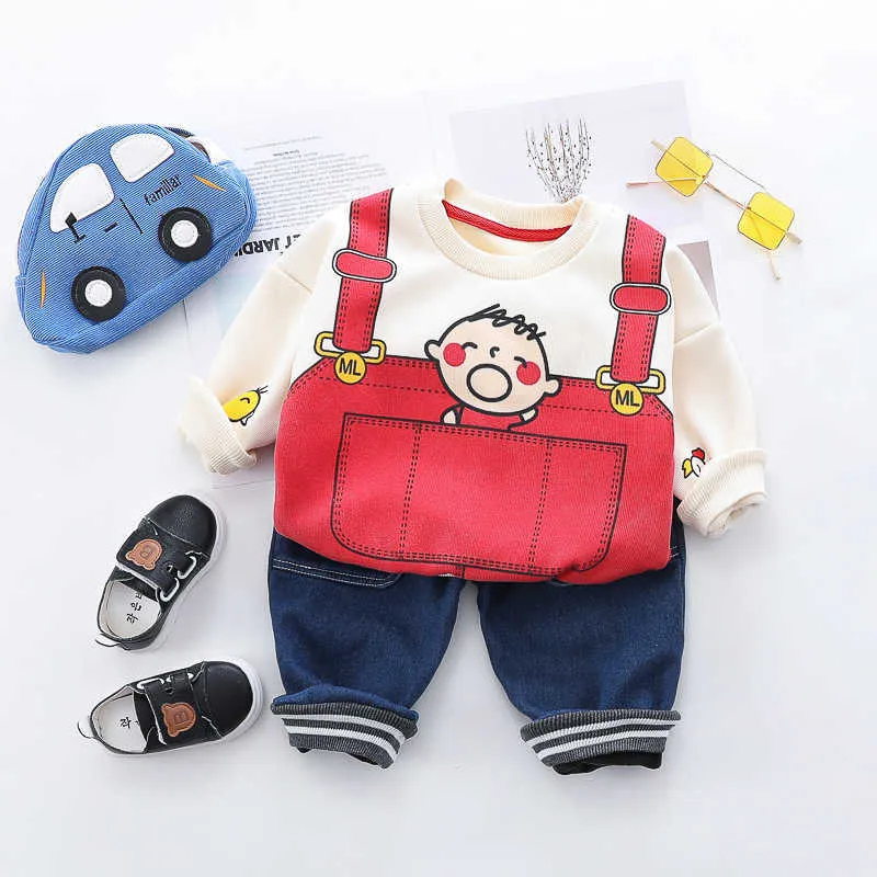 0-4 Jahre Winter Jungen Mädchen Kleidung Set lässig dicker warm Cartoon Niedlicher Kinderanzug Kinder Baby Hoodies + Hose 2 Stück 210615