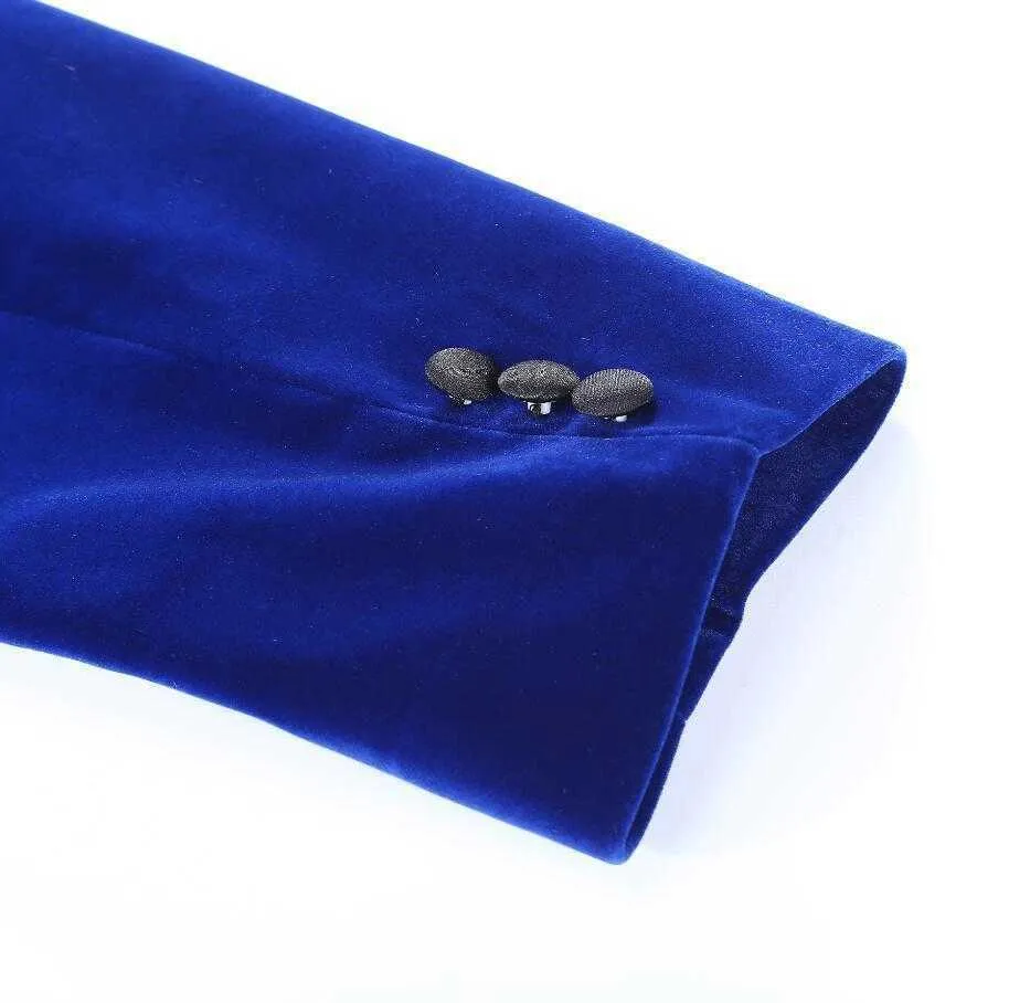 Pyjtrl Marka Męskie Klasyczne 3 Sztuk Zestaw Velvet Garnitury Stylowe Burgundy Royal Blue Black Wedding Groom Slim Fit Tuxedo Prom Costume X0909