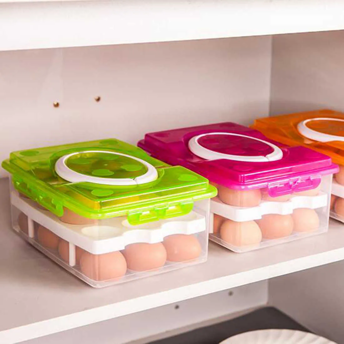 Kitchen Egg Holder Jajka Schowek 24 Otwory Przenośne Plastikowe Jajko Organizator Outdoor Pinkin Lodówka Kartony do przechowywania 210922