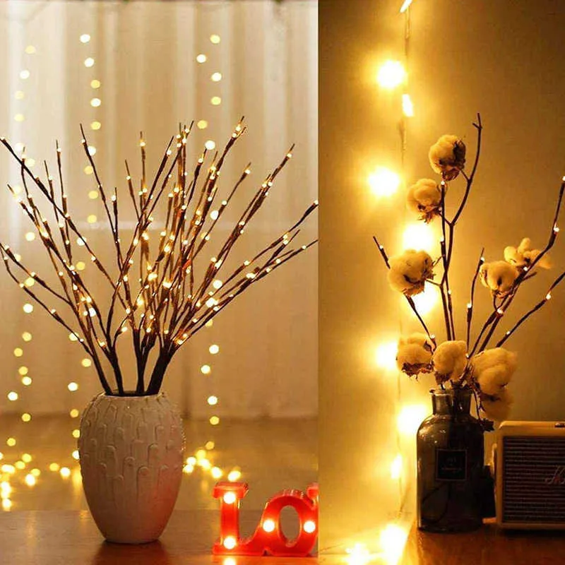 أضواء LED فرع firefly لغرفة عيد الميلاد الديكور المنزل الفناء الفناء سلسلة diy Y0720