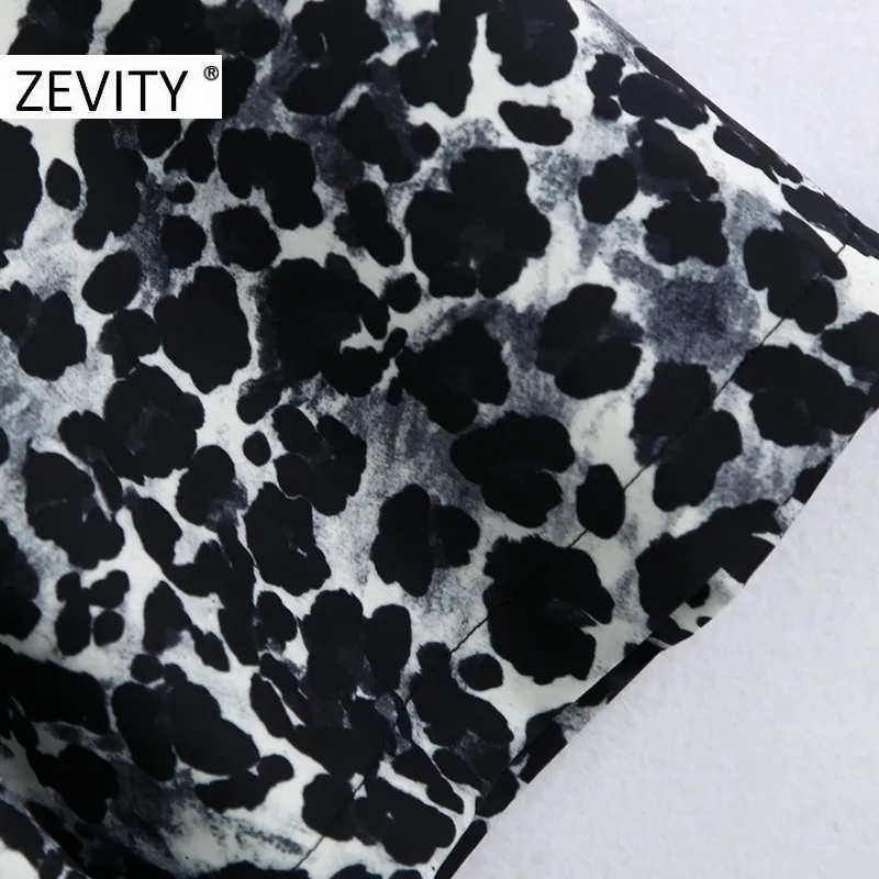 Zevity New Women Vintage Animal Texture Printingカジュアルスリムバミューダショーツレディースボタンシックホットショーツパンタローネコルト210306