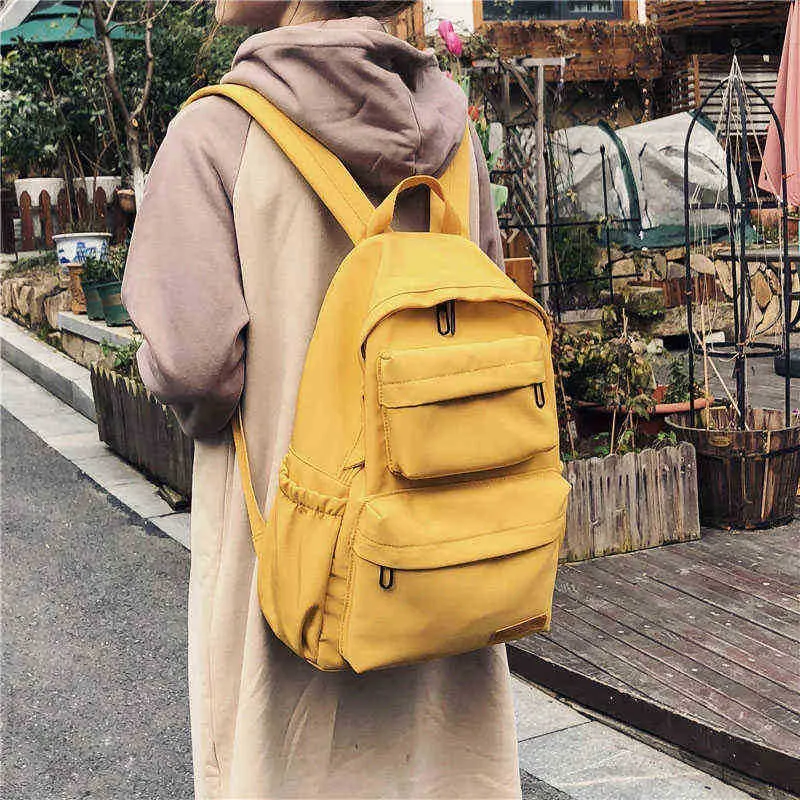 لون فتاة ظهره للماء الصلبة النايلون متعددة جيب حقائب السفر حقيبة مدرسية سعة كبيرة للمراهقين knapsack 202211