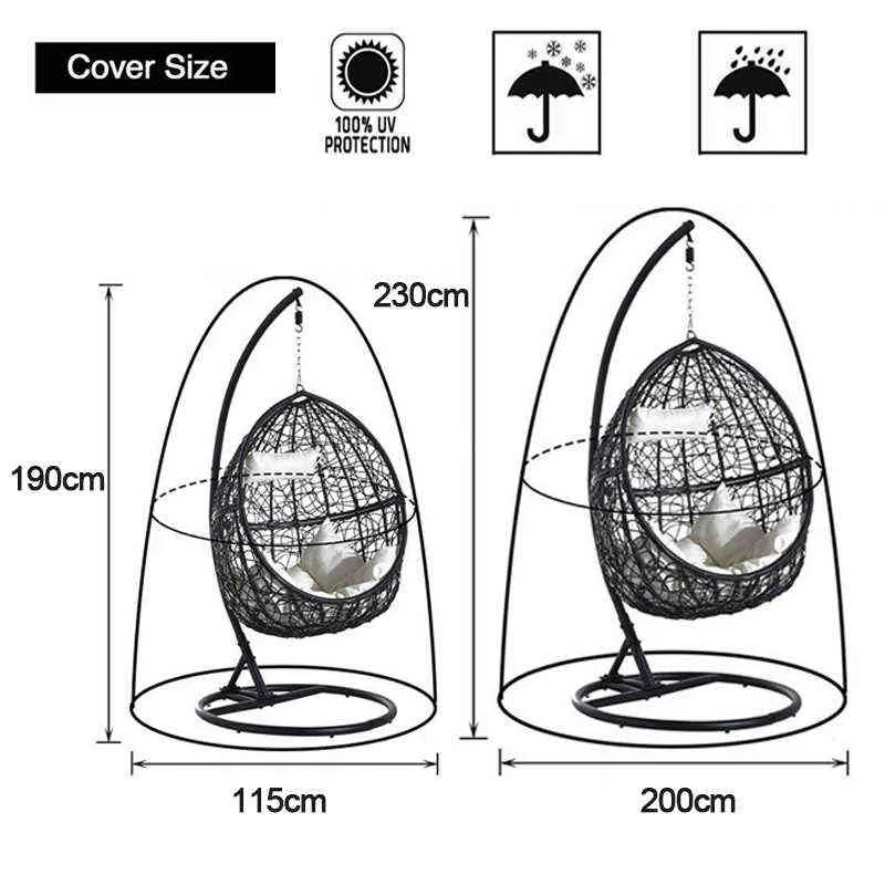 Waterproof Outdoor Hanging Egg Chair Cover Swing Dust Protector Patio With Zipper Protective Case 211116