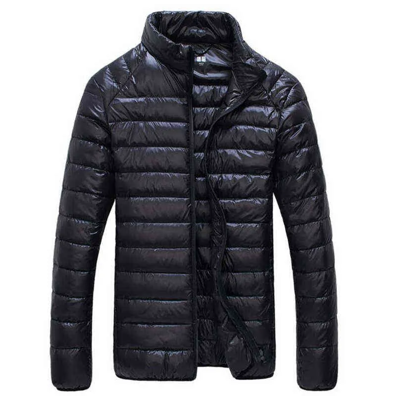 Jesień Kurtka Przypadkowa Mężczyźni Ultra Light Winter Ciepły Parkas Płaszcz Wodoodporny Lekki White Duck Downs Outwear 5XL 6XL 211217