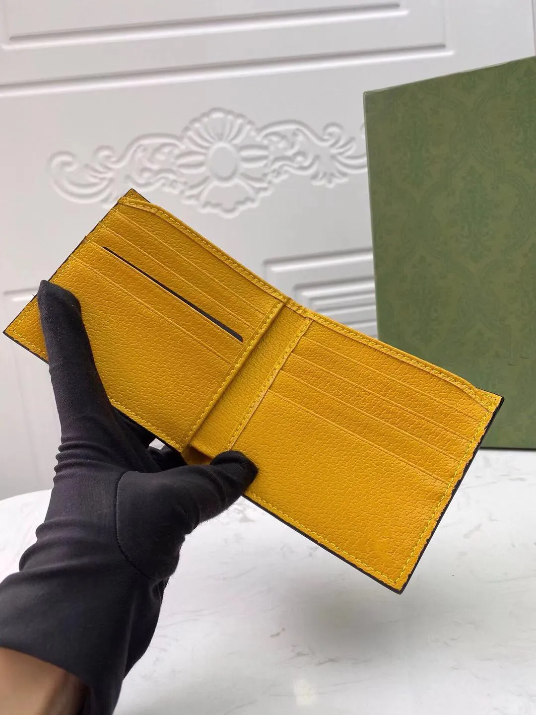 473954 Neon Vintage -Leinwand Brieftaschen mit Tiger Head Fashion Coin Geldbörse doppelte gefaltete gelbe Leder -Innenraum Frauen Retro -Stil clas232o