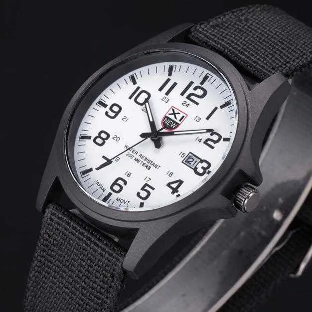 Relojes de alta calidad para hombre, estilo deportivo al aire libre, fecha, Reloj de pulsera de acero de cuarzo analógico oliva para Hombre, Reloj de regalo para Hombre H1012266m