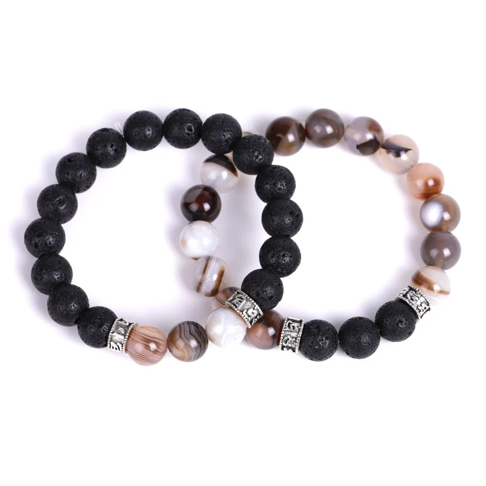 Onyx Bracelet Six-character True Words Buddhism Purification Reiki Yoga Volcanic Stone Handstring Popular Jewelry