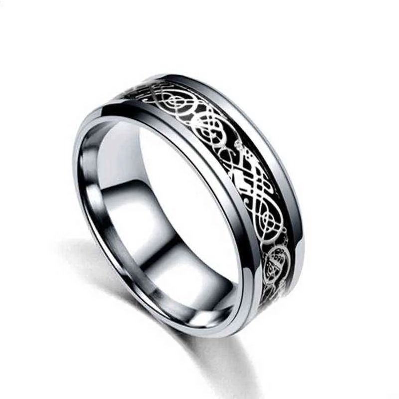 MixMax Stainless Steel Rings for Men Women Fashion Jewelry Mix Colors Dragon Pattern Party Gifts Wholesale 211217