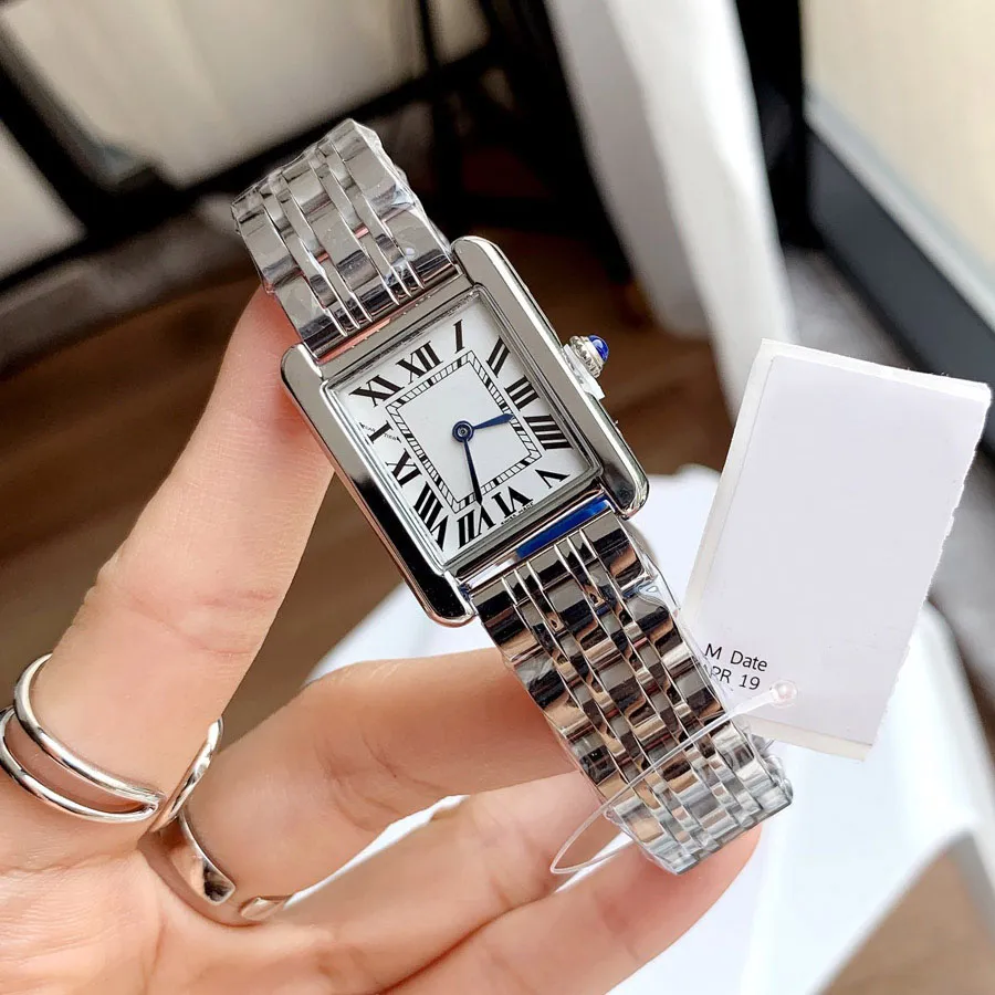Marka modowa zegarek dla dziewcząt prostokąta arabska cyfr deel styl metalowy metal dobrej jakości zegarek na nadgarstek C64181F
