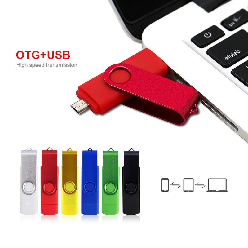 Gratis aanpassing OTG 2 in 1 Pen Drive 128 GB USB 2.0 Memory Stick 64 GB Pendrive 32GB Micro USB Flash Pen 16 GB CLE USB-sleutelstation 8 GB