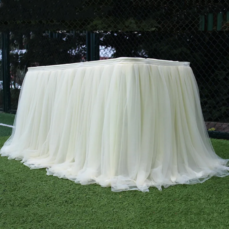 Masa örtüleri etek elastik örgü tül sofra masa örtüsü düğün için masa dekorasyon ev tekstili aksesuarları için