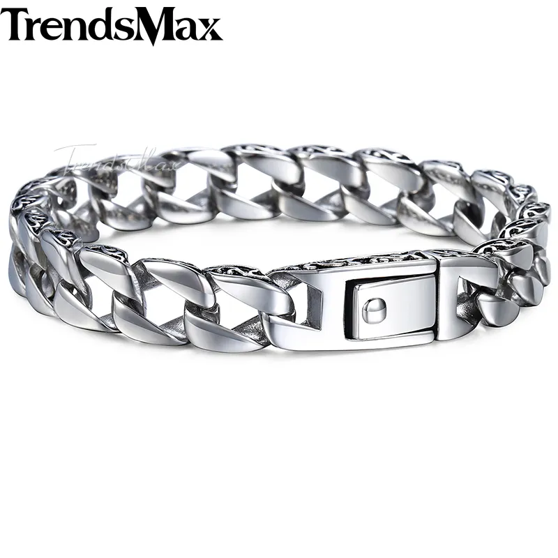 Trendsmax Bracciale con ciondoli in acciaio inossidabile di moda da uomo Braccialetti da uomo totem vintage Cool gioielli da polso maschile HB30