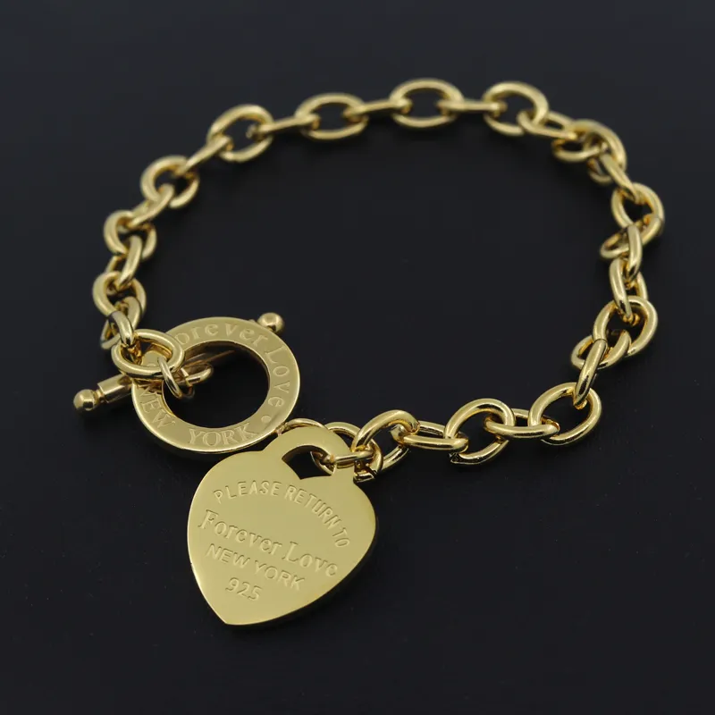 Women stainls steel bracelets PLEASE RETURN TO Heart gold sier OT chains Pulsera Fashion jewelry style13535566391057