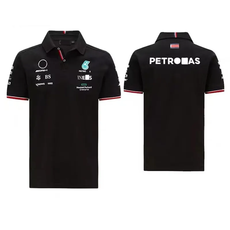 Camiseta masculina Team Version F1 Formula One Racing Camiseta de manga curta Pólo Lapela Lewis Hamilton Roupas de trabalho Tshirt