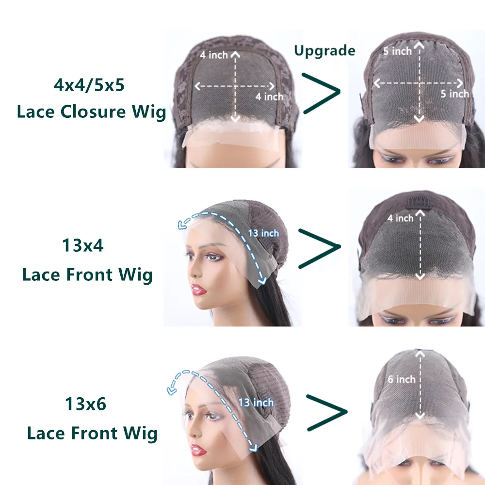 Wigs anteriore delle parrucche anteriori in pizzo del corpo trasparente pre -pizzichi donne nere capelli umani capelli indiani grezzi onde corpoo in pizzo fronta2245102
