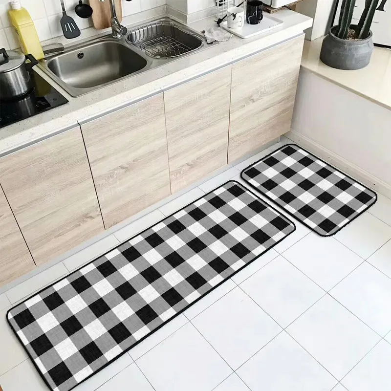 Borbulha Beijo Tapetes de Cozinha Nordic Moda Preto Branco Manta Tapete Tapetes Não-Slip para Quarto Personalizar Piso Hallway Tapete 210301