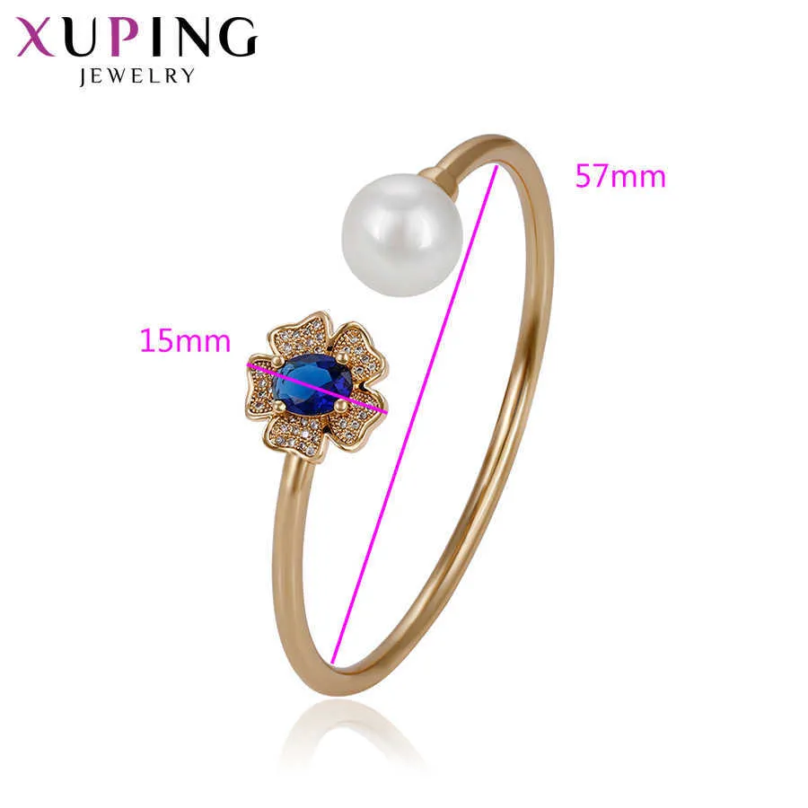 Xuping Jewelry Fashion Gold Plated Temperament Bangle with Stone Flower for Women 51720 Q0719