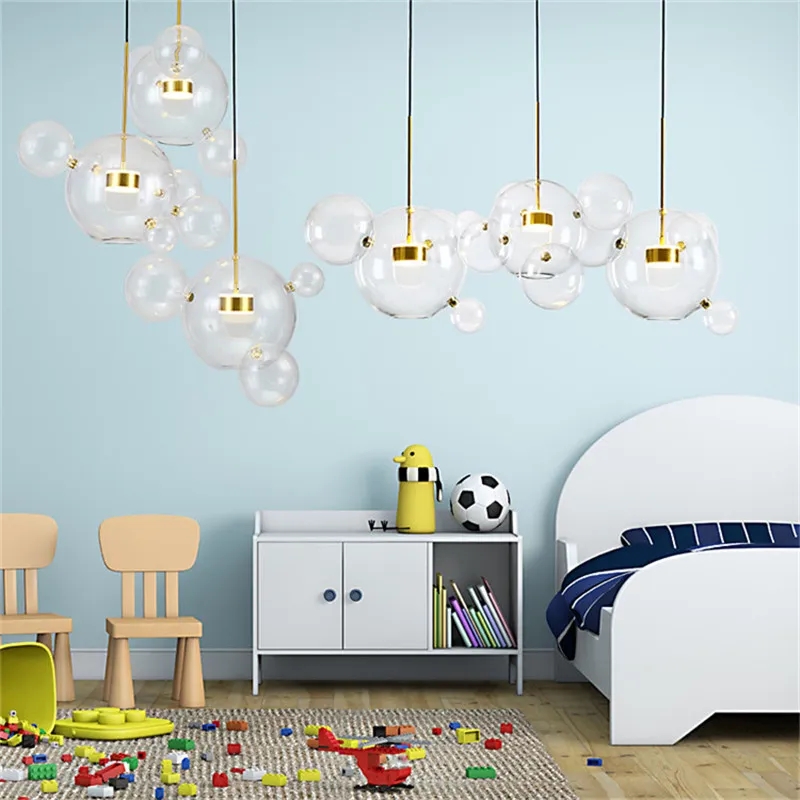 Lampadario da soggiorno personalizzato Lampadario moderno in vetro trasparente Lampada a sospensione bambini Lampada da arredamento interni289y