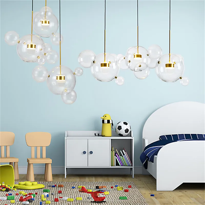 Özelleştirilmiş oturma odası avize modern açık cam kabarcık lambası kolye lambaları çocuklar için kapalı dekor ışık fikstürü269n