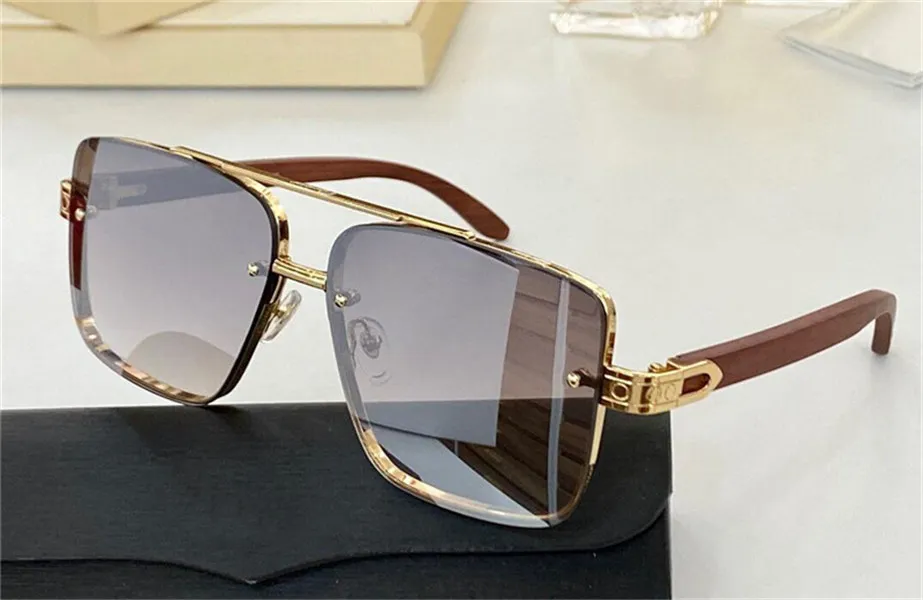 Nuovi occhiali da sole Design di moda 8200991 Templi di legno in metallo quadrato Simple generoso Stile di alta qualità Uv400 Glasshi protettivi231H231H