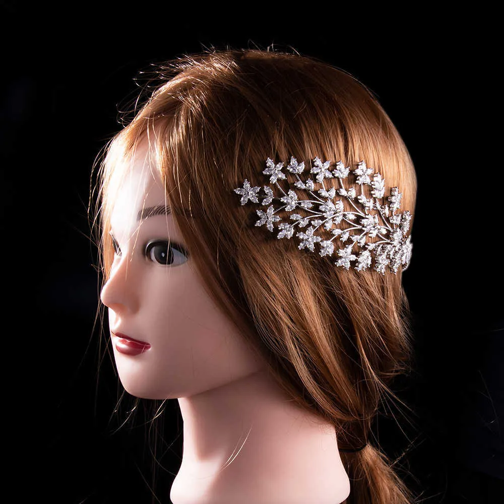 Handmade Cubic Zirconia Bridal Wedding Soft Headband Hairband Tiara Hair Jewelry Accessories Hairpieces Headwear 210707