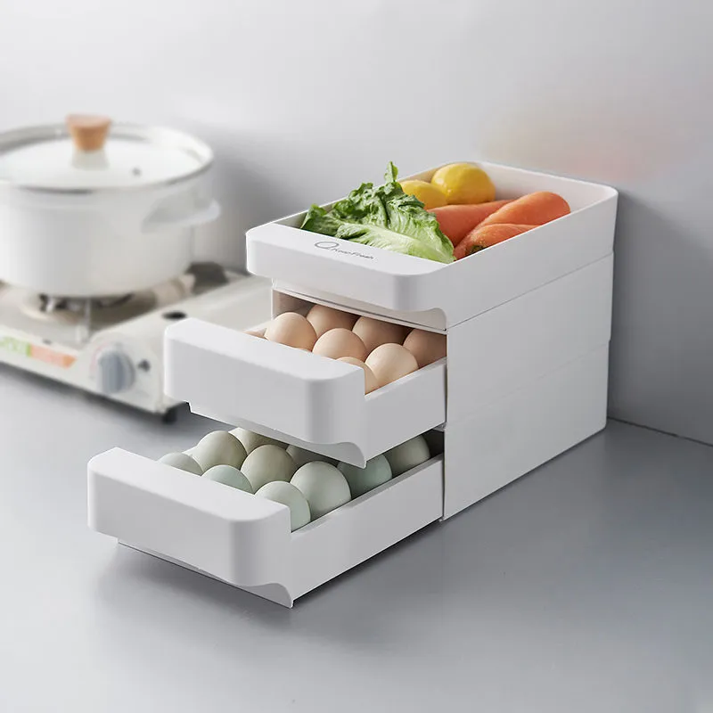 Alimentos Organizador Egg Storage Caixa de Armazenamento Frigorífico Manter Suprimentos de Cozinha Suprimentos Frutos e Legumes Tipo de gaveta podem ser empilhados 210309