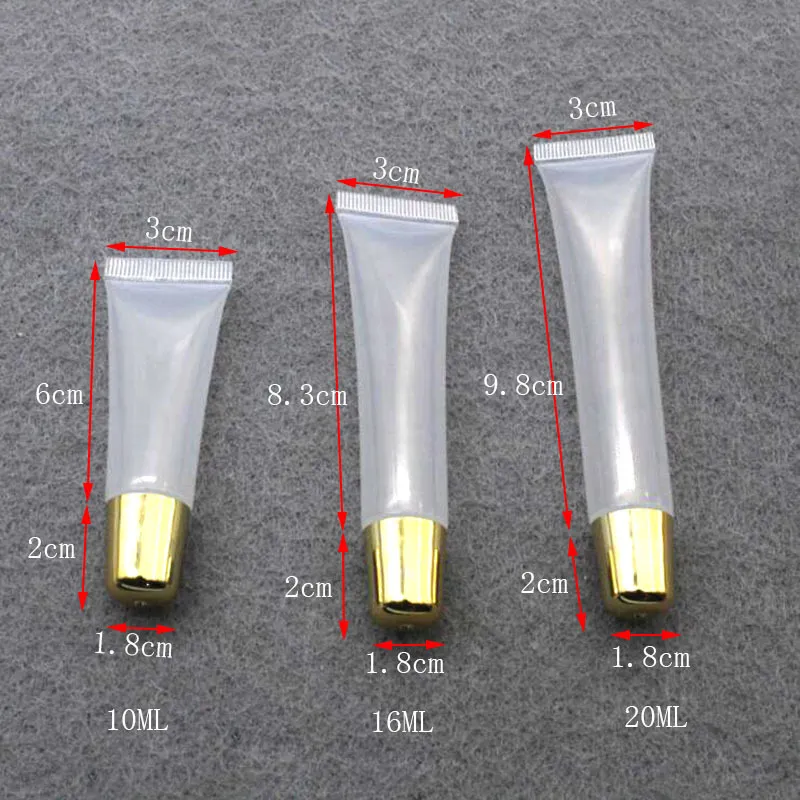 10ml 16ml 20ml Lipstick vazio tubelip bálsamo macio hosemakeup squeeze subbottlingclear plástico brilho labial recipiente F606 T200819