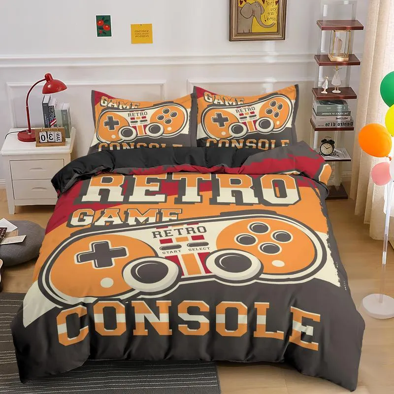 Gamepad Pościel Zestaw Dla Chłopców Nowoczesna Gamer Comforter Cover Video Gra Duvet Dzieci Kolorowe Przyciski akcji Drukowane 210309