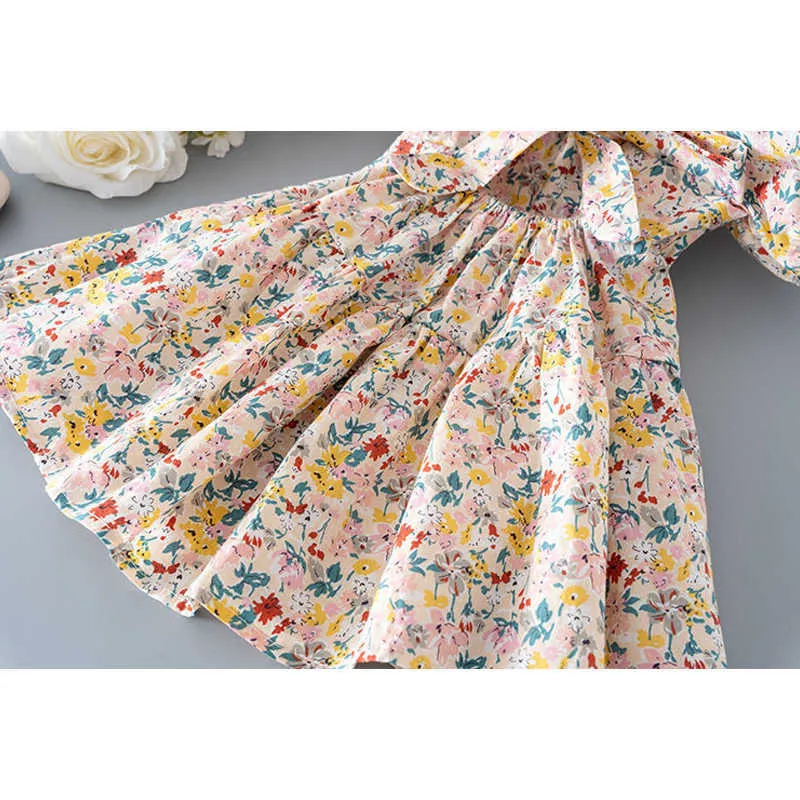 Robe d'été pour filles, manches bouffantes, imprimé floral, nœud dos nu, princesse, fête, enfants 210611