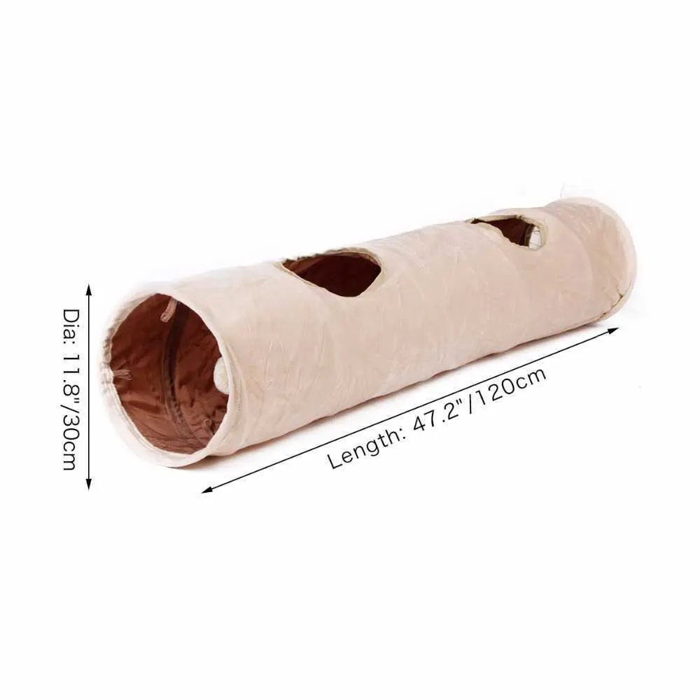 Kattens favorit! Luxury Chamois Pet Cat Tunnel Crazy Shake Hängande boll Utökad katt Lång tunnel Kattunge Spela Toy Folk 210929