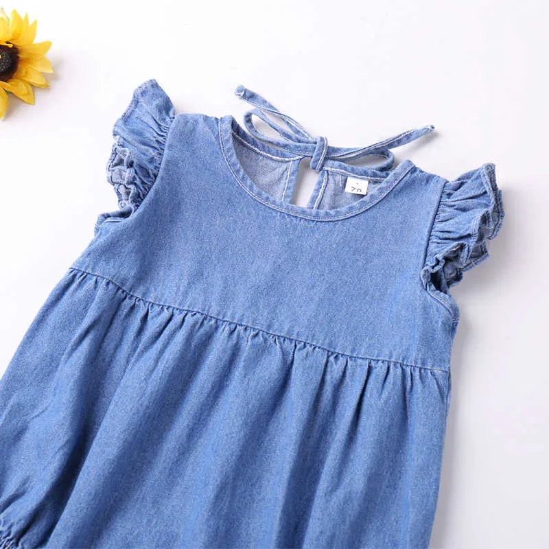 Summer Denim Flying Sleeve Pagliaccetto Vestiti bambini Toddler Girl Body Bambini 210528