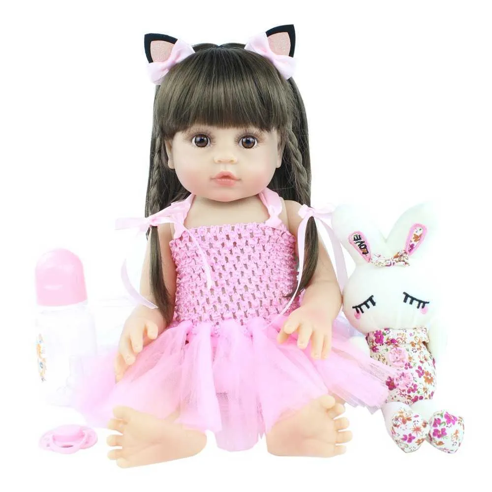 Realistyczne 48 cm Full Silikonowe Miękkie Body Girl Boy Reborn Baby Doll Zabawka Jak Żywa 19 calowa Princess Prezent Birthday Prezent Prezent Q0910