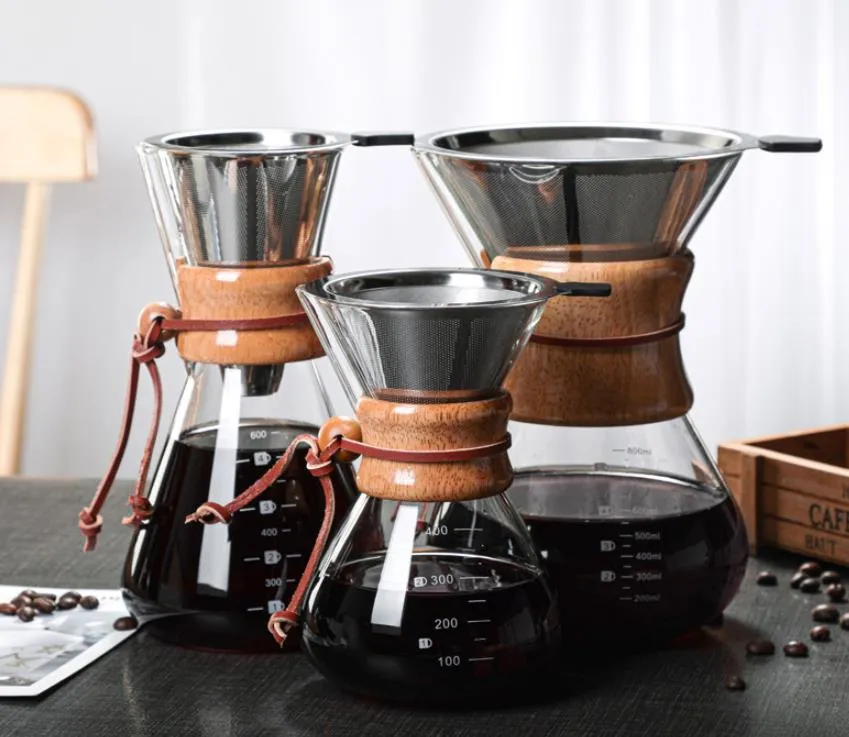 Kaffeegeschirr-Sets, handgefertigtes Kaffeemaschinen-Set, Filterbecher, hochtemperaturbeständiges Glas aus Borosilikatglas