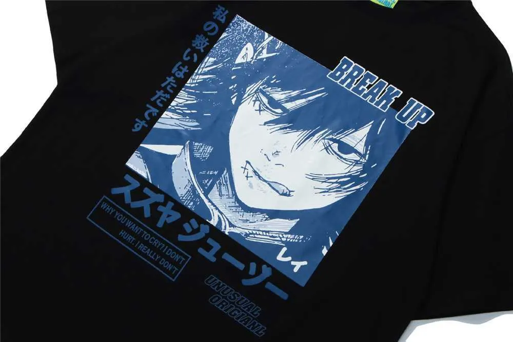 T-shirt pour hommes japonais Anime imprimé été à manches courtes Hip Hop surdimensionné coton décontracté Harajuku Streetwear Top Tee hommes t-shirts 210601