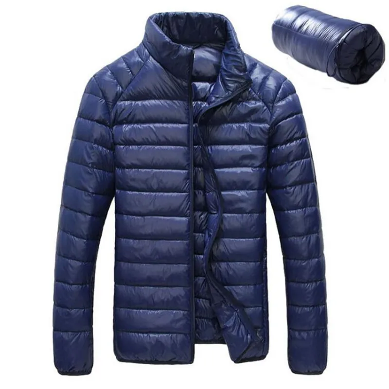 Piumino autunno inverno uomo colletto alla coreana casual cappotto parka ultra leggero capispalla portatile piumino antivento bianco piumino 6XL 201225