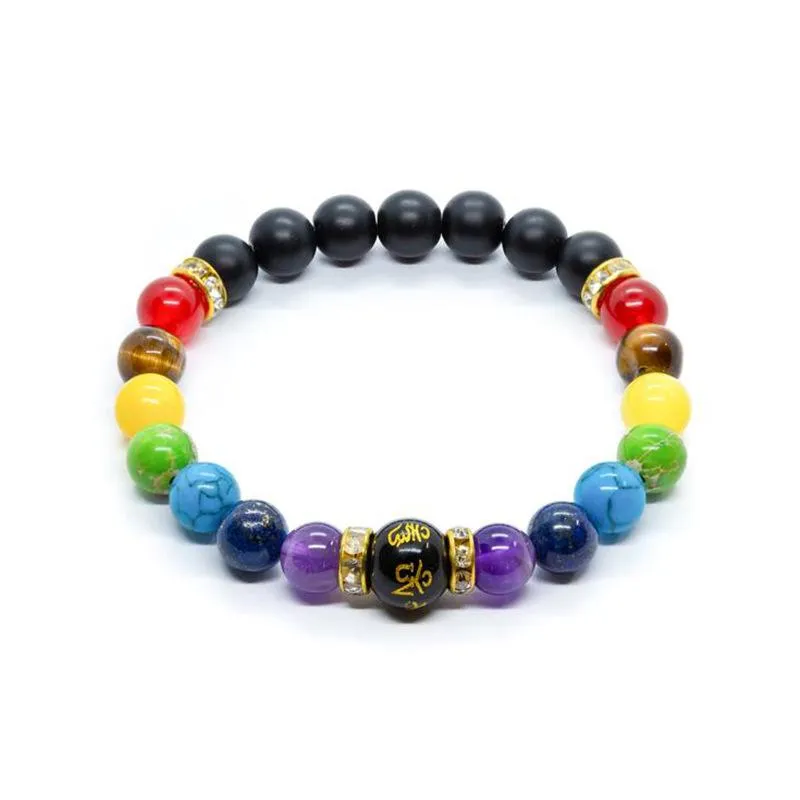 Beaded Strands 7 Chakra Bracelet With Meaning Cardfor Men Women Natural Crystal Healing Anxiety Jewellery Mandala Yoga Meditation254m