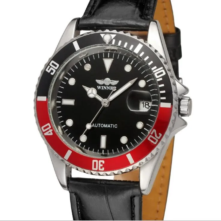 Лидер продаж, модные мужские часы WINNER, мужские автоматические часы, механические часы для мужчин, кожаный ремень WN37-2259z
