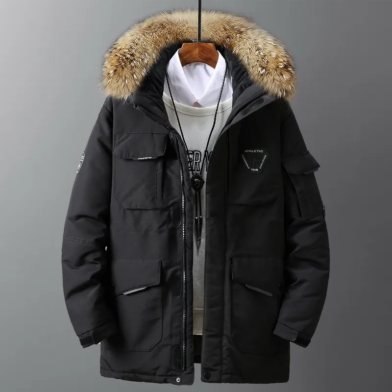 Большой размер свободные пальто мужчины зимняя куртка мужчины с капюшоном утка пуховик мужской ветрозащитный парку густые теплые пальто пальто 5858 201225
