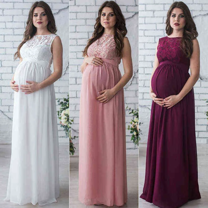 2021 Pregnant Mother Dress New Maternity Photography Props Women Pregnancy Clothes Lace Dress for Pregnant Photo Shoot Clothing G220309