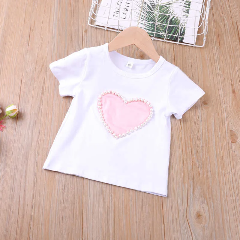 Summer Suit Baby Girls Clothing Infant Heart Pattern Kid Top+Skirt Outfit Girl Set Children's 210528